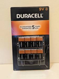 lot 110 image: NEW DURACELL 9V BATTERIES 8PK.