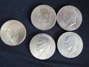 5 EISENHOWER DOLLAR COINS