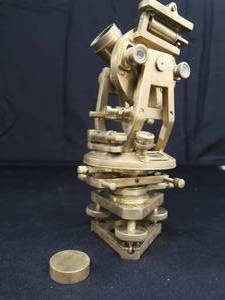 lot 97 image: ANTIQUE SOLID BRASS THEODOLITE WITH ORIGINAL WOOD BOX