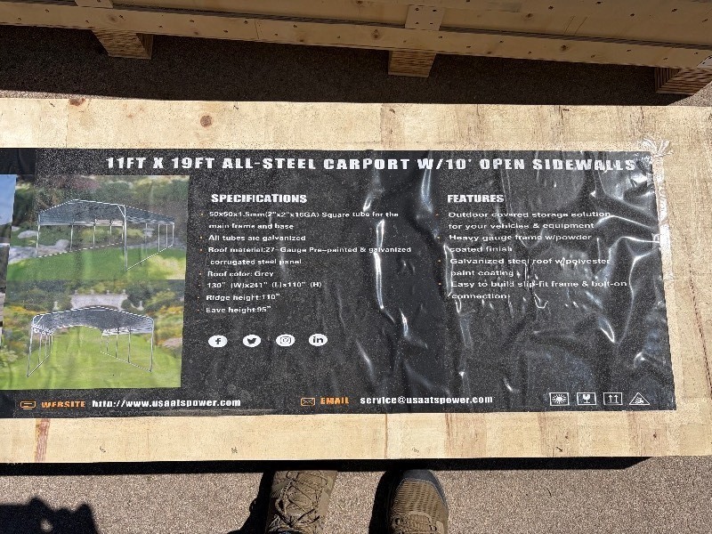 Unused All-Steel Carport ATS-CP1119