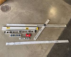 lot 292 image: Measuring and Level Tools, Including Adjust-A-Square and Spirit Levels