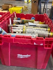 lot 274 image: Caulk and Adhesives in Milwaukee Plastic Storage Box