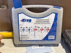 lot 343 image: Kreg Self-Tapping Pocket-Hole Screw Kit with Storage Case