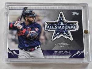 lot 8 image: Nelson Cruz 2021 Topps Commemorative Patch #ASGP-NCR - Minnesota Twins Baseball Card in Screw Down One Touch