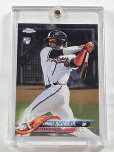 lot 20 image: Ronald Acuna Jr. Rookie 2018 Topps Chrome #193 - Atlanta Braves Baseball Card in Magnetic One Touch