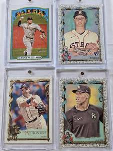 lot 27 image: Hunter Brown 2023 Rookie Topps Allen & Ginter, Aaron Judge 2023 Topps Allen & Ginter, Manny Machado 2021 Topps Heritage, Austin Riley 2023 Topps Allen & Ginter In Action