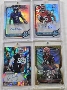 lot 29 image: Kennedy Brooks 2022 Bowman Chrome Prospect Auto, Arik Gilbert 2022 1st Bowman Chrome Prospect Auto 1650, Zach Evans 2022 1st Bowman Chrome Prospect Auto, Clelin Ferrell 2019 Panini Prizm Sensational Signatures Autoo