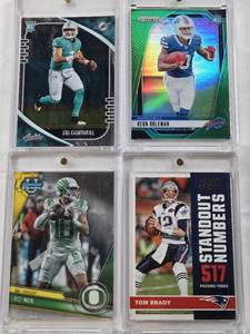lot 33 image: Ken Ooleman Rookie 2024 Panini Prizm, Tom Brady 2017 Panini Standout Numbers, Tua Tagovailoa Rookie 2020 Panini, Bo Nix 2023 Bowman Chrome Universiy