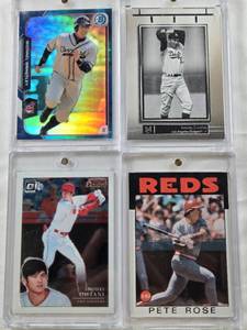 lot 47 image: Sandy Koufax 2024 Topps Museum, Pete Rose 1986 Topps, Michael Brantley 2015 Bowman Chrome Numbered 122150, Shohei Ohtani 2019 Donruss Optic Action All-Stars