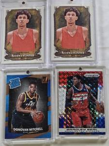 lot 74 image: Zaccharie Risacher 2024 Topps Allen & Ginter, Zaccharie Risacher 2024 Topps Allen & Ginter, Bradley Beal 2013-14 Panini Prizm Refractor, Donovan Mitchell 2017-18 Panini Donruss Rated Rookie