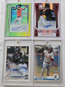 lot 78 image: Joel Payamps 2013 Panini Elite Extra Edition Auto 109749, Tristan Pompey 2019 Topps Pro Debut Auto 2050, David Paulino 2017 Panini Signature Series Auto 0949, Federico Polanco 2022 Topps Pro Debut Auto