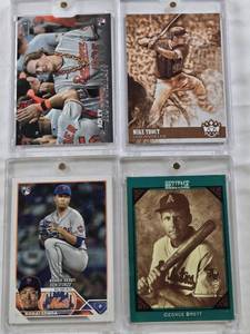 lot 82 image: Mike Trout 2018 Panini Diamond Kings, George Brett Heritage Series, Adley Rutschman 2023 Topps Inception Rookie, Kodai Senga 2023 Topps Update Series Rookie