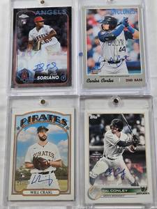 lot 103 image: Carlos Cortes 2019 Topps Heritage Cyclones Auto, Cal Conley Rookie 2022 Topps Pro Debut Auto, Jose Soriano 2024 Topps Chrome Rookie Auto, Will Craig 2021 Topps Heritage Rookie Auto