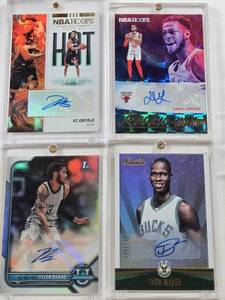 lot 109 image: Daniel Gafford 2019-20 Panini Rookie Ink Auto, Thon Maker 2016-17 Panini Studio Auto 105125, KZ Okpala 2019-20 Panini NBA Hoops Hot Signatures Rookie Auto, Tyler Beard 2022 1st Bowman University Auto