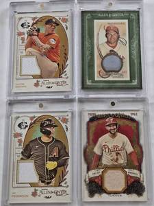 lot 130 image: Ivan Rodriguez 2023 Allen & Ginter Patch, Trea Turner Topps Allen & Ginter Patch, Hunter Brown 2024 Allen & Ginter Patch, Joc Pederson 2024 Allen & Ginter Patch