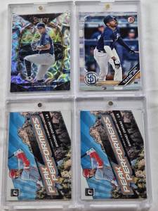 lot 147 image: Fernando Tatis Jr. 2019 Bowman, Shohei Ohtani 2019 Panini Donruss Optic Peak Performers, Bobby Miller 2023 Panini Select, Shohei Ohtani 2019 Panini Donruss Optic Peak Performers