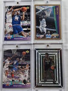 lot 154 image: Shaquille ONeal 92-93 Fleer New Generation Jammer Rookie, Zion Williamson 2019-20 Panini Prizm Rookie, Shaquille ONeal 1993 Upper Deck East All-Star, Michael Jordan 1993 Upper Deck East All-Star