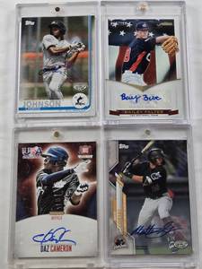 lot 163 image: Bailey Falter 2012 Panini USA Baseball Auto 01x299, Matt Gorski 2020 Topps Pro Debut Auto, Osiris Johnson 2019 Topps Pro Debut, Daz Cameron 2014 Panini USA Baseball Auto 440499