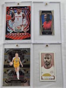 lot 164 image: Elvin Hayes 2015 Upper Deck Goodwin Champions Lady Luck 5050, Thierry Henry 2013 Topps, Obi Toppin Rookie 2020 Panini Prizm Draft Picks, Cameron Brink Rookie 2024 Panini Select Concourse