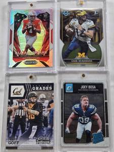 lot 166 image: Cade McNamara 2022 1st Bowman U, Joey Bosa 2016 Panini Donruss Rated Rookie, Justin Fields Rookie 2021 Panini Prizm All Americans, Jared Goff 2016 Panini Contenders Draft Picks Passing Grades