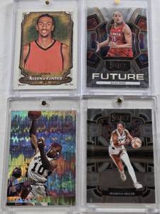 lot 174 image: Haley Jones 2024 Panini Select Future, Diamond Miller 2024 Panini Select, Alex Sarr Rookie 2024 Allen & Ginter, Dennis Rodman 1995 Topps Refractor