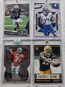 lot 176 image: Puka Nacua 2023 Panini Rookies & Stars Rookie, Davante Adams Rookie 2014 Panini, Rome Odunze 2023 1st Bowman U Chrome, CJ Stroud 2022 Bowman U