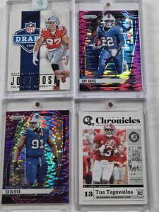 lot 191 image: Ray Davis 2024 Panini Prizm Rookie, Tua Tagovailoa 2020 Panini Chronicles Rookie, Joey Bosa Rookie 2016 Panini Contenders Draft Picks, Ed Oliver 2024 Panini Prizm