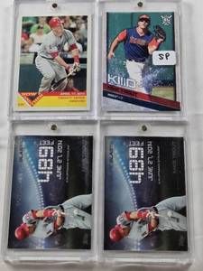 lot 219 image: Mike Trout 2015 Topps Tape Measure Blasts, Mike Trout 2015 Topps Tape Measure Blasts, Mike Trout 2015 Topps Now and Then, Mike Trout 2018 Topps Kid SP