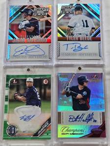 lot 220 image: Tyler Beede 2014 Panini Draft Picks Prospect Auto, Brett Hambright 2013 Panini Champions Auto 0649, Jacob Gatewood 2014 Panini Draft Picks Prospect Auto Press Proof 157199, Eduardo Jimenez 2019 1st Bowman Chrome Auto 0599