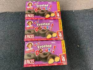 lot 123 image: 3 Packs of Mini Frosted Donuts