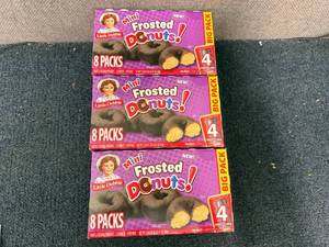 lot 124 image: 3 Packs of Mini Frosted Donuts