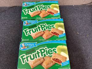 lot 129 image: 3 Boxes of Drakes Apple Fruit Pies