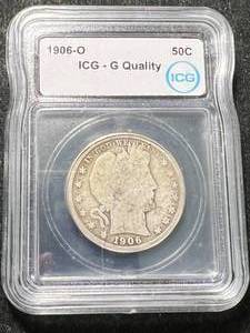 lot 04 image: 1906-O US BARBER HALF DOLLAR ICG G QUALITY