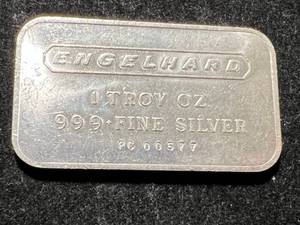 lot 18 image: 1 TROY OZ .999 FINE SILVER ENGELHARD BAR