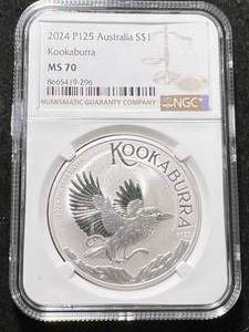 lot 26 image: 2024 AUSTRALIAN KOOKABURRA 1 TROY OZ .9999 FINE SILVER NGC MS70