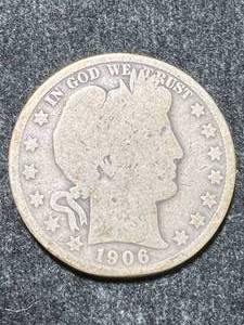 lot 47 image: 1906 US BARBER HALF DOLLAR