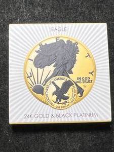 lot 56 image: 2023 AMERICAN SILVER EAGLE 24K GOLD AND PLATINUM PLATED
