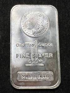 lot 66 image: 1 TROY OZ .999 FINE SILVER MORGAN DOLLAR BAR