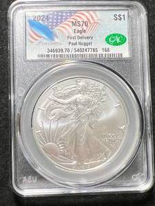 lot 74 image: 2024 AMERICAN SILVER EAGLE CAC MS70