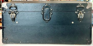 lot 1 image: Antique Model A Car Trunk with Leather Handle and Lined Interior