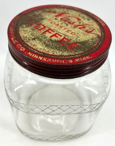 lot 29 image: Vintage Glass Jar with Nashs Toasted Coffee Lid