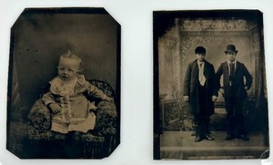 lot 36 image: Set of 2 Antique Tintype Photographs Victorian Era Portraits
