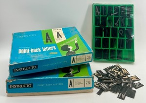 lot 39 image: Vintage Instructo Plastic Point-Back Letters for Bulletin Boards - 2 Boxed Sets