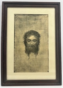 lot 44 image: Framed 1874 Drawing Print of Jesus Christ - Gabriel Cornelius Ritter von Max