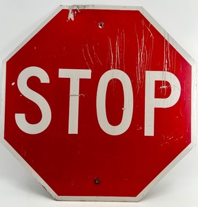 lot 45 image: Vintage Metal Stop Sign with Reflective Surface