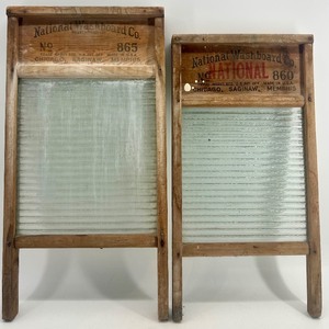 lot 75 image: Pair of Vintage National Washboard Co. No. 860 & 865 Glass Washboards