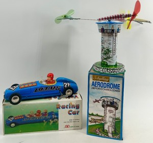 lot 78 image: Schylling Aerodrome Airport Control Tower Wind-Up Toy and Lotus Racing Car Set