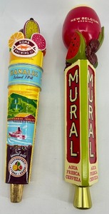 lot 85 image: Pair of Decorative Beer Tap Handles - Kona Hanalei and New Belgium Mural