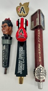 lot 86 image: Set of 3 Beer Tap Handles Heretic Johnny Appleseed Odell Brewing