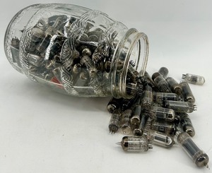 lot 94 image: Collection of Vintage Vacuum Tubes in Glass Jar